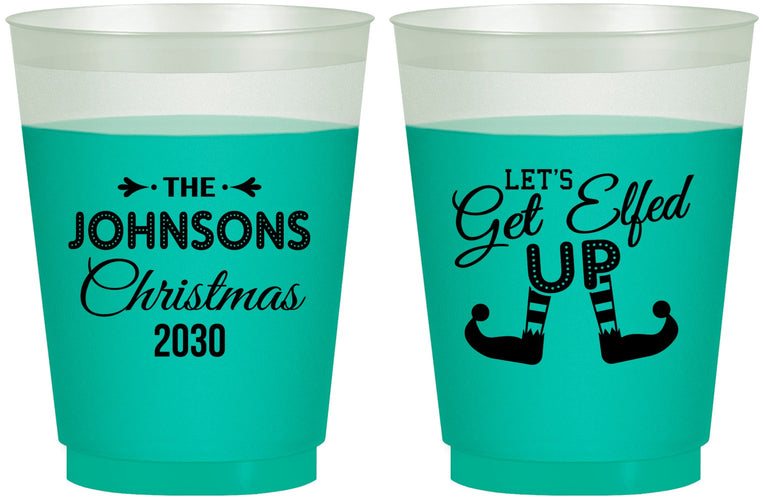 Custom Christmas 16 oz Color Changing Frosted Cups - Lets Get Elfed Up | 280037