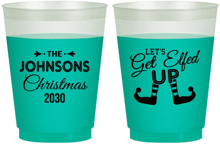 Custom Christmas 16 oz Color Changing Frosted Cups - Lets Get Elfed Up | 280037