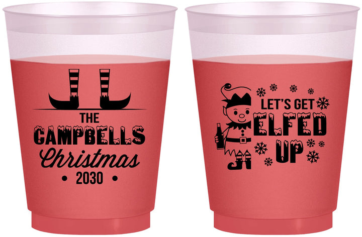 Custom Christmas 16 oz Color Changing Frosted Cups - Lets Get Elfed Up | 280038