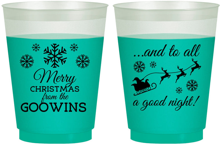 Custom Christmas 16 oz Color Changing Frosted Cups - To All A Good Night | 280041