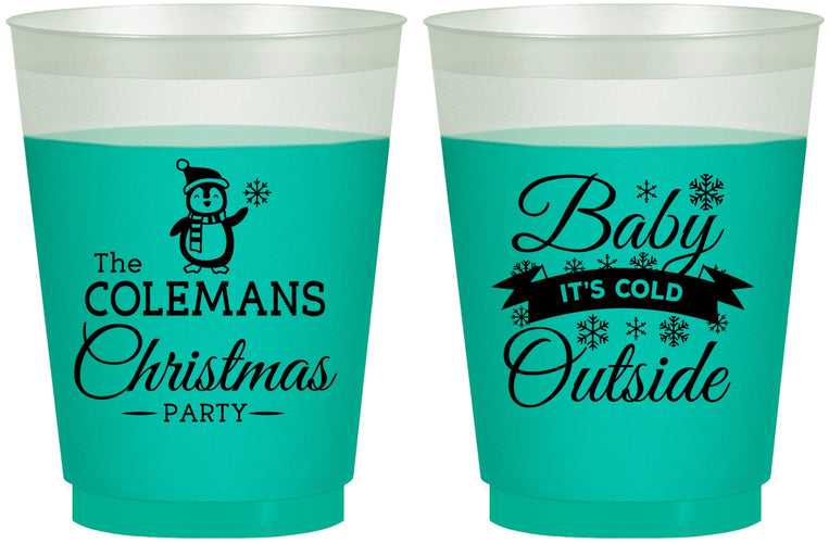Custom Christmas 16 oz Color Changing Frosted Cups - Cold Outside | 280043