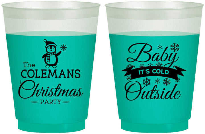 Custom Christmas 16 oz Color Changing Frosted Cups - Cold Outside | 280043