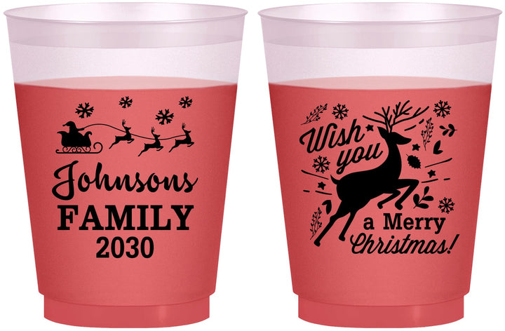 Custom Christmas 16 oz Color Changing Frosted Cups - Reindeer | 280044