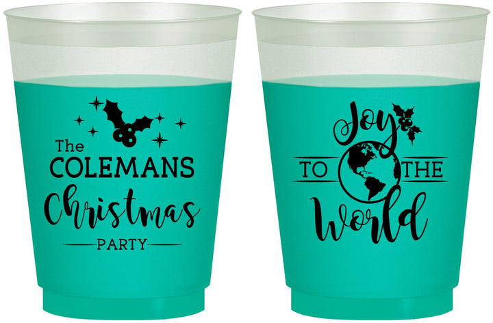 Custom Christmas 16 oz Color Changing Frosted Cups - Joy To The World | 280045