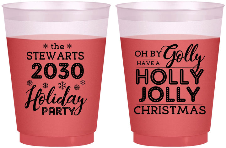 Custom Christmas 16 oz Color Changing Frosted Cups - Holly Jolly | 280046