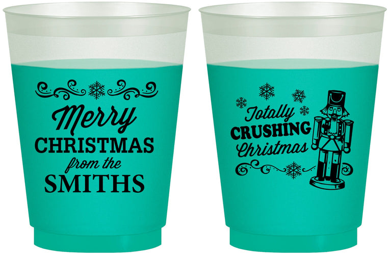 Custom Christmas 16 oz Color Changing Frosted Cups - Snowflakes | 280053