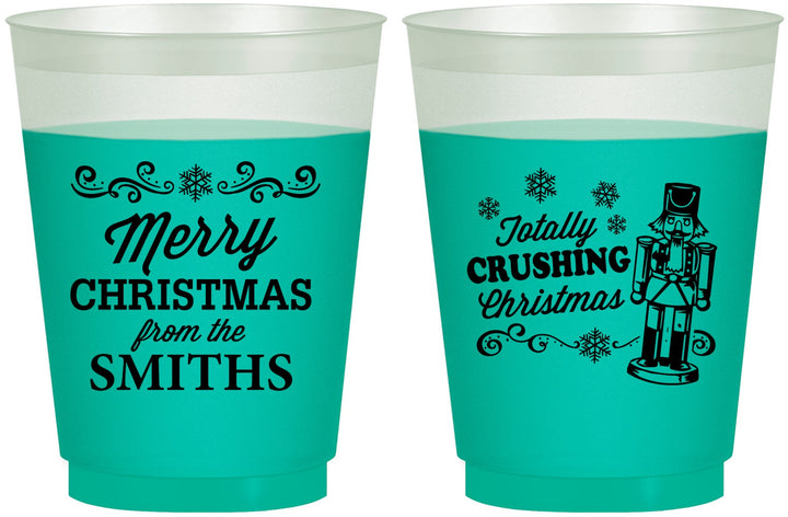 Custom Christmas 16 oz Color Changing Frosted Cups - Snowflakes | 280053