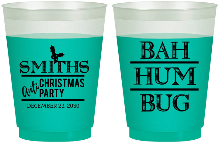 Custom Christmas 16 oz Color Changing Frosted Cups - Bah Hum Bug | 280057