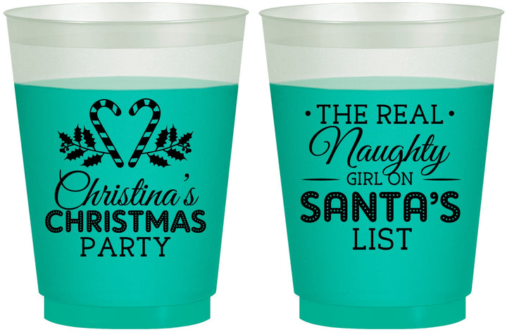 Custom Christmas 16 oz Color Changing Frosted Cups - Naughty List | 280059
