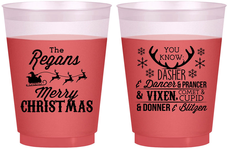 Custom Christmas 16 oz Color Changing Frosted Cups - Reindeer | 280062