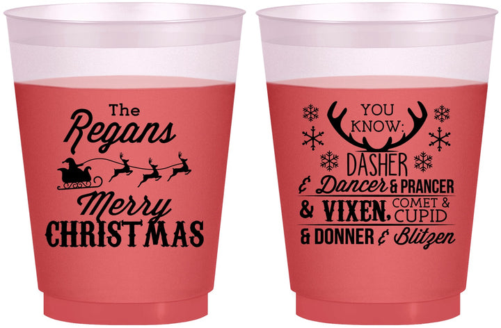 Custom Christmas 16 oz Color Changing Frosted Cups - Reindeer | 280062