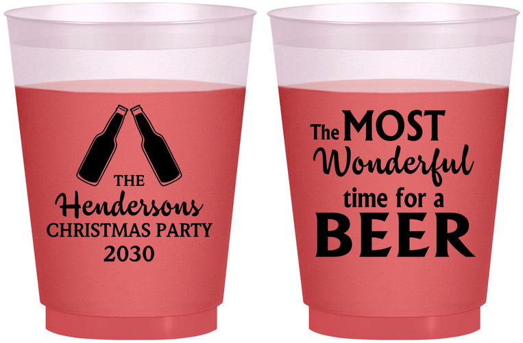 Custom Christmas 16 oz Color Changing Frosted Cups - Wonderful Time For A Beer | 280064