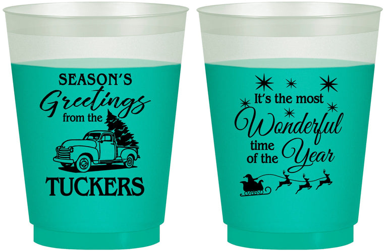 Custom Christmas 16 oz Color Changing Frosted Cups - Season Greetings | 280071