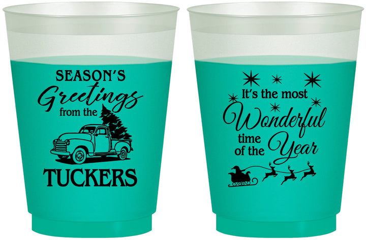 Custom Christmas 16 oz Color Changing Frosted Cups - Season Greetings | 280071