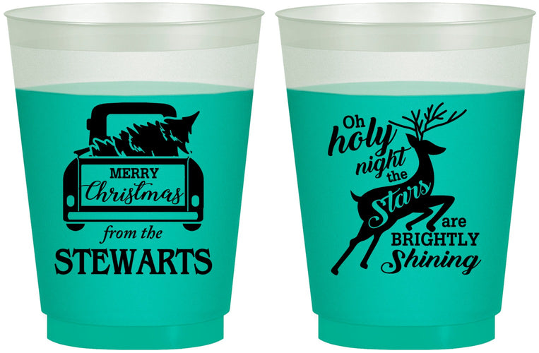 Custom Christmas 16 oz Color Changing Frosted Cups - Tree | 280073