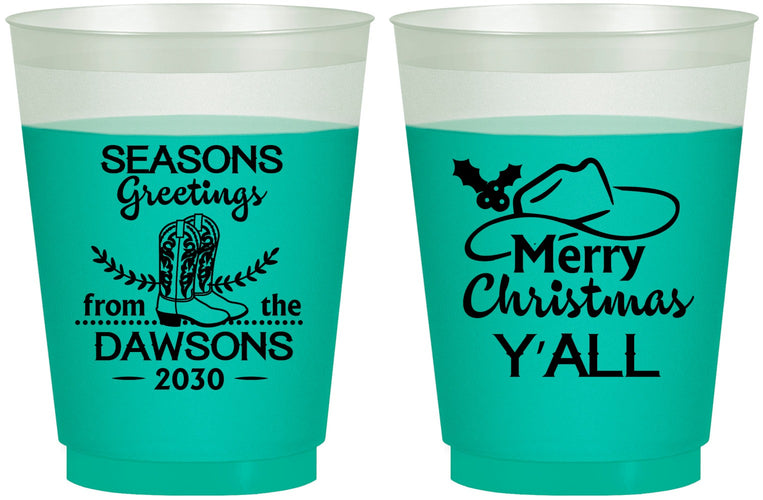 Custom Christmas 16 oz Color Changing Frosted Cups - Texas | 280077
