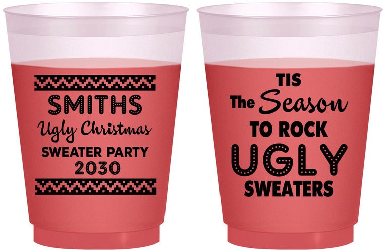 Custom Christmas 16 oz Color Changing Frosted Cups - Ugly Sweater | 280080