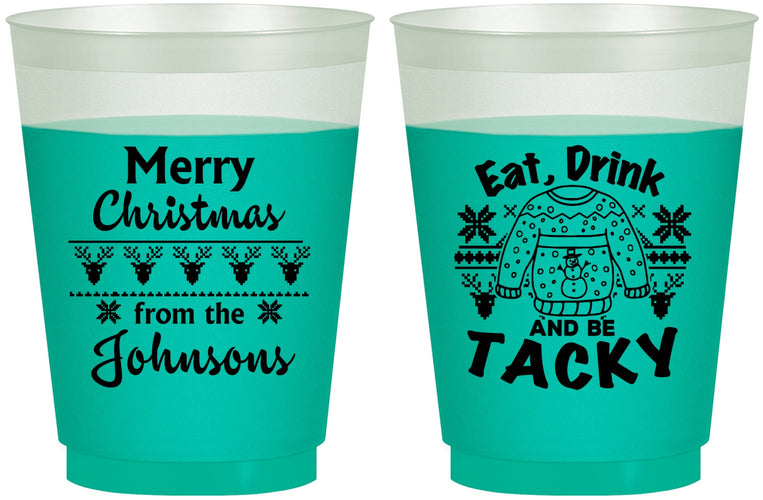 Custom Christmas 16 oz Color Changing Frosted Cups - Eat Drink Tacky | 280081
