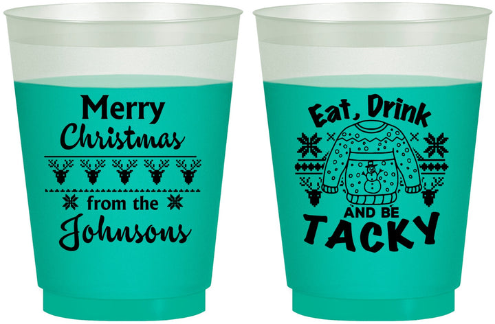 Custom Christmas 16 oz Color Changing Frosted Cups - Eat Drink Tacky | 280081