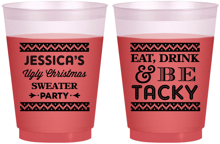 Custom Christmas 16 oz Color Changing Frosted Cups - Eat Drink Tacky | 280082