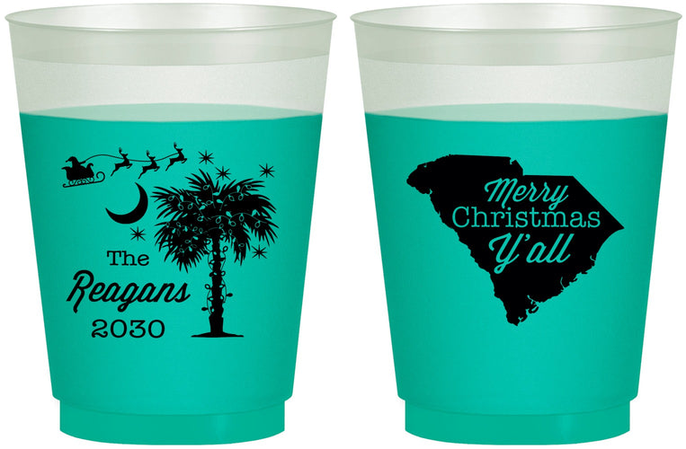 Custom Christmas 16 oz Color Changing Frosted Cups - South Carolina | 280083