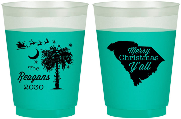 Custom Christmas 16 oz Color Changing Frosted Cups - South Carolina | 280083