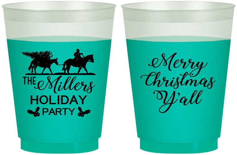 Custom Christmas 16 oz Color Changing Frosted Cups - Country | 280087