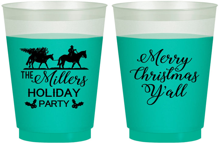 Custom Christmas 16 oz Color Changing Frosted Cups - Country | 280087