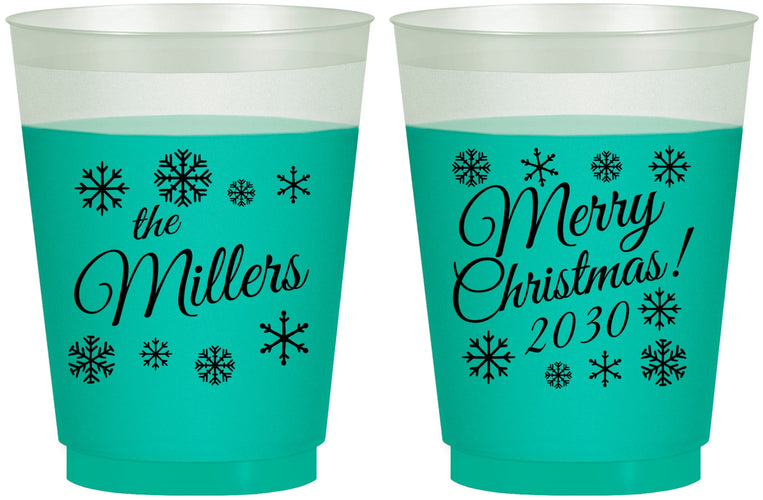 Custom Christmas 16 oz Color Changing Frosted Cups - Snowflakes | 280089