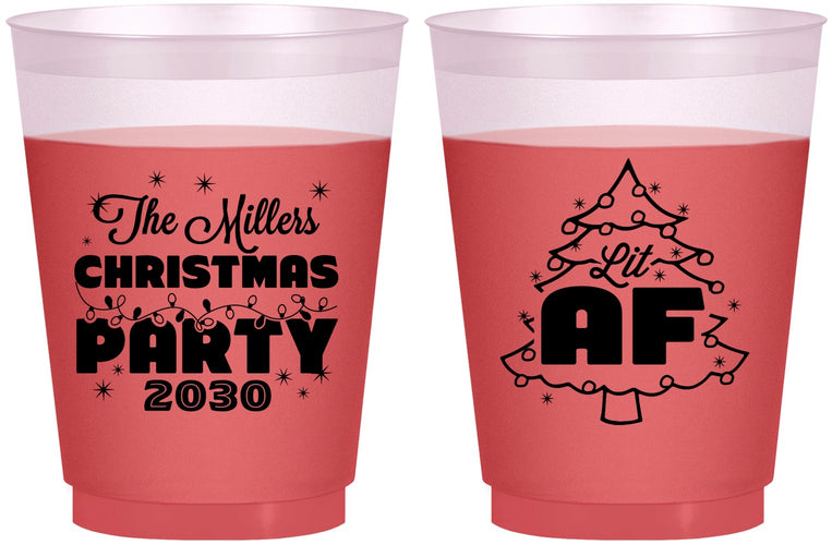 Custom Christmas 16 oz Color Changing Frosted Cups - Lit Af | 280090