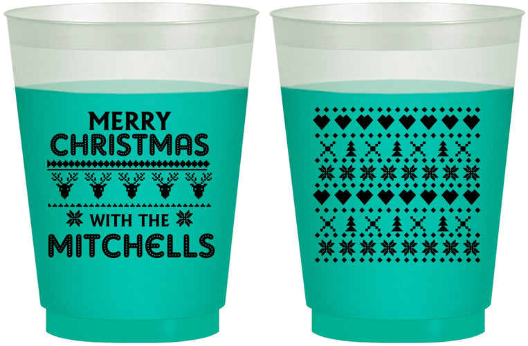 Custom Christmas 16 oz Color Changing Frosted Cups - Ugly Sweater | 280091