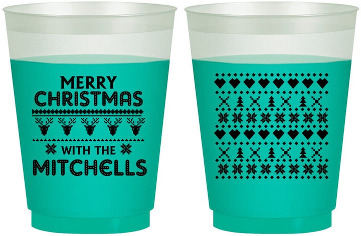 Custom Christmas 16 oz Color Changing Frosted Cups - Ugly Sweater | 280091