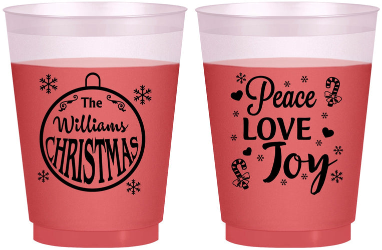 Custom Christmas 16 oz Color Changing Frosted Cups - Peace Joy Love | 280094