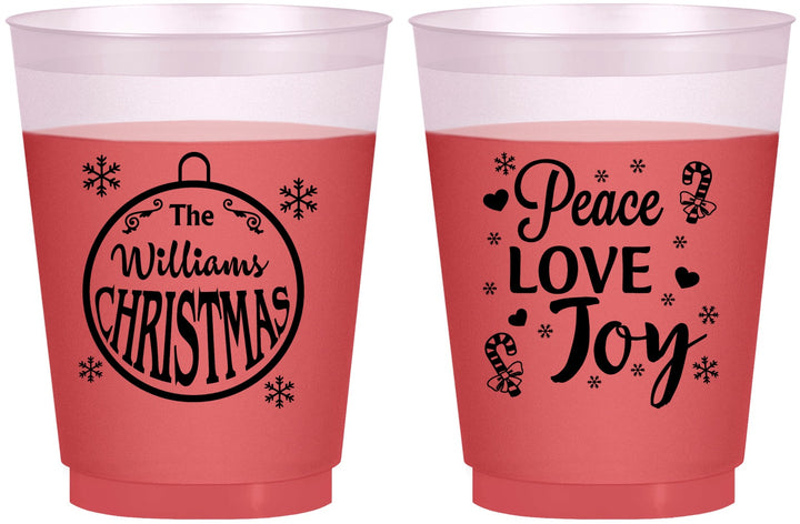 Custom Christmas 16 oz Color Changing Frosted Cups - Peace Joy Love | 280094