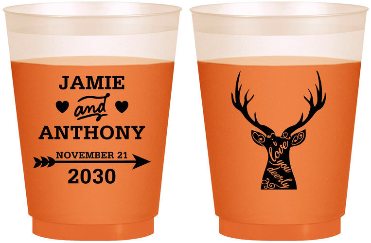 Custom Wedding 16 oz Color Changing Frosted Cups - Deer | 282