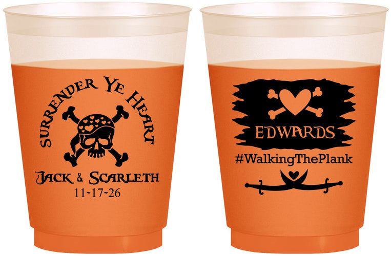 Custom Wedding 16 oz Color Changing Frosted Cups - Pirate | 286