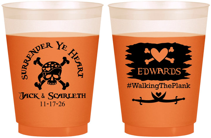 Custom Wedding 16 oz Color Changing Frosted Cups - Pirate | 286