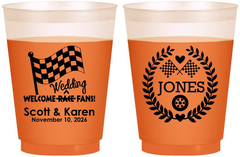 Custom Wedding 16 oz Color Changing Frosted Cups - Racing | 289