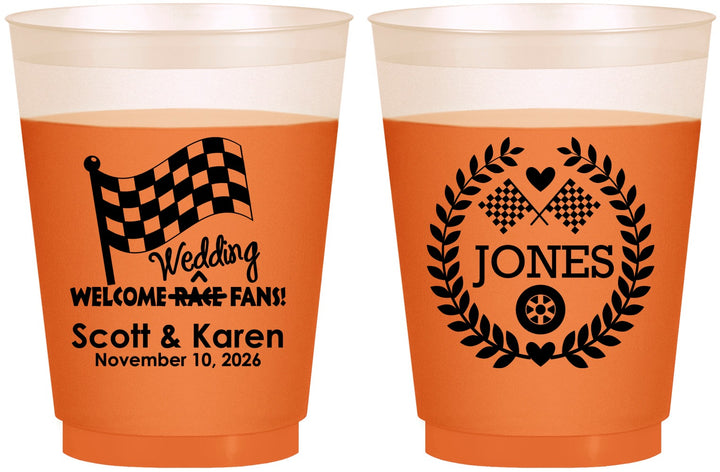 Custom Wedding 16 oz Color Changing Frosted Cups - Racing | 289