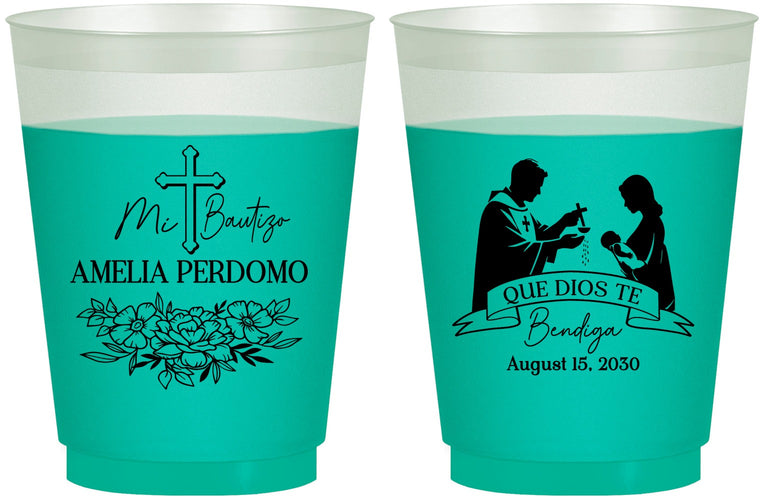 Custom Baptism 16 oz Color Changing Frosted Cups - Mi Bautizo | 290001