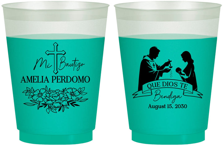 Custom Baptism 16 oz Color Changing Frosted Cups - Mi Bautizo | 290001
