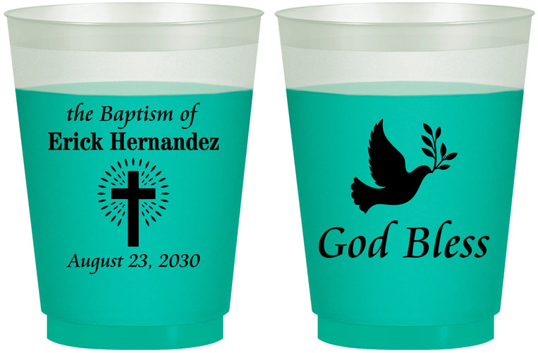 Custom Baptism 16 oz Color Changing Frosted Cups - God Bless | 290005