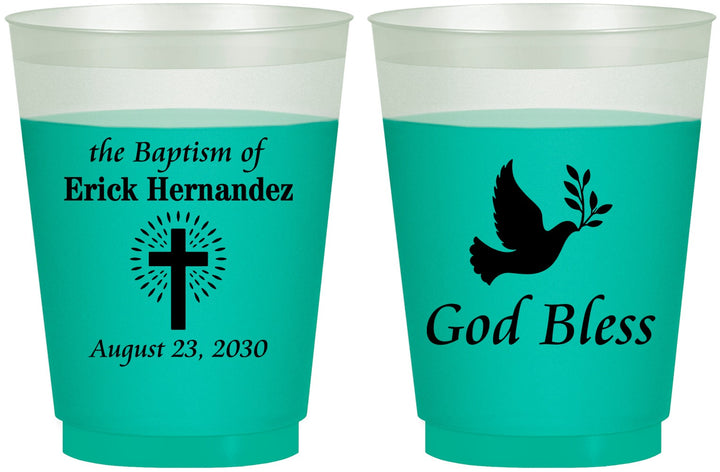 Custom Baptism 16 oz Color Changing Frosted Cups - God Bless | 290005