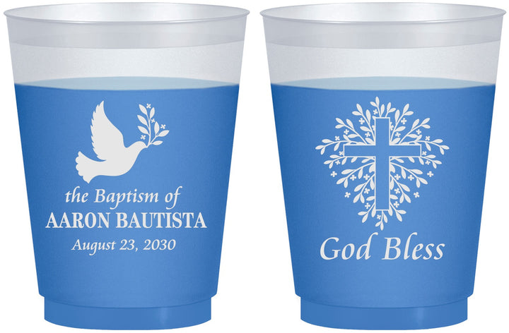 Custom Baptism 16 oz Color Changing Frosted Cups - God Bless | 290007