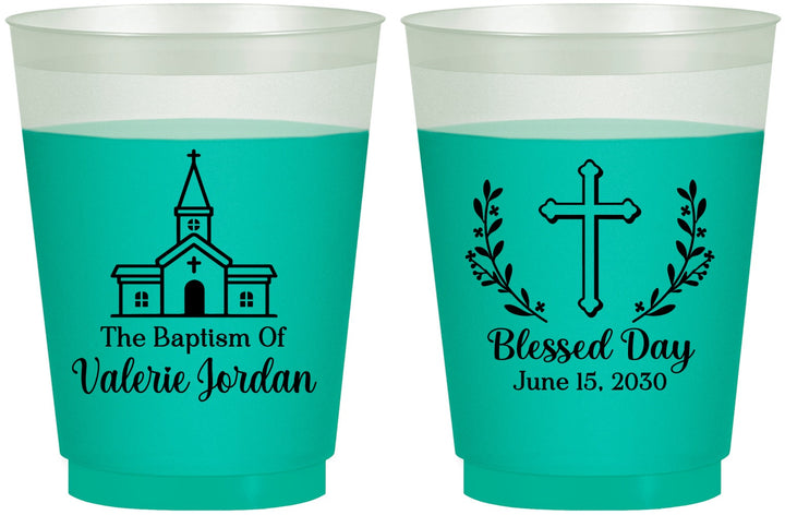 Custom Baptism 16 oz Color Changing Frosted Cups - Blessed Day | 290009