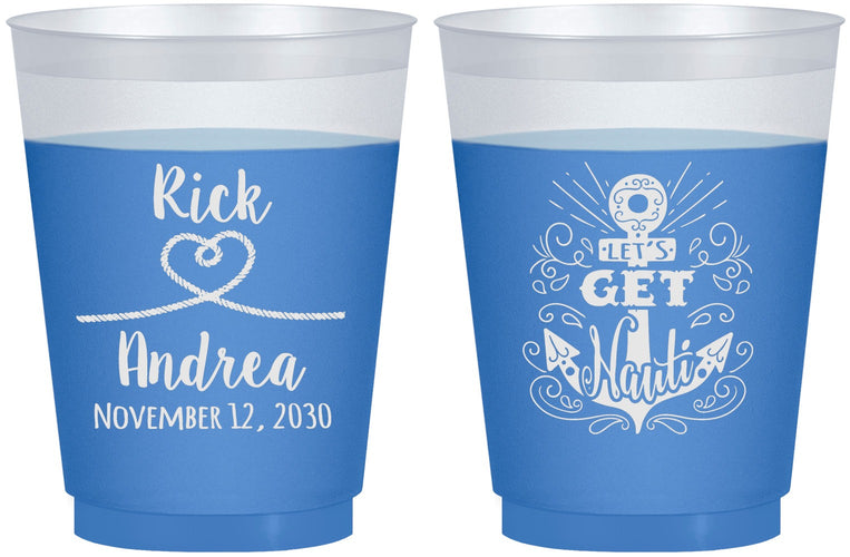 Custom Wedding 16 oz Color Changing Frosted Cups - Lets Get Nauti | 292