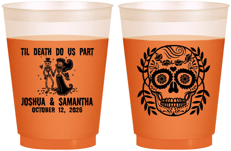 Custom Wedding 16 oz Color Changing Frosted Cups - Til Death Do Us Part | 297