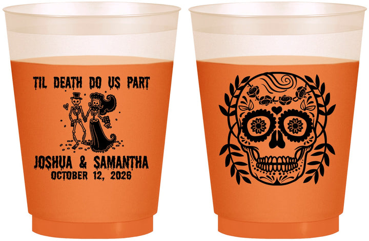 Custom Wedding 16 oz Color Changing Frosted Cups - Til Death Do Us Part | 297