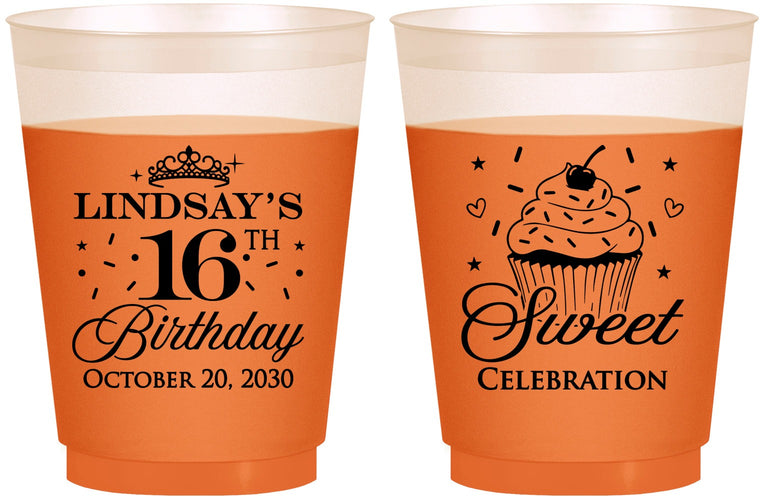 Custom 16th Birthday 16 oz Color Changing Frosted Cups - Cupcake | 300000