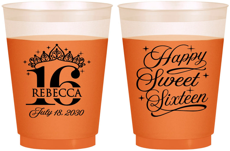 Custom 16th Birthday 16 oz Color Changing Frosted Cups - Tiara | 300008